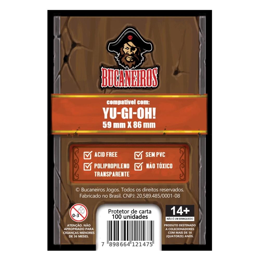 Protetor de Cartas Sleeve YU-GI-OH Customizado 59x86mm Transparente 100un Bucaneiros TCG Padrão - Hobbies & Collections