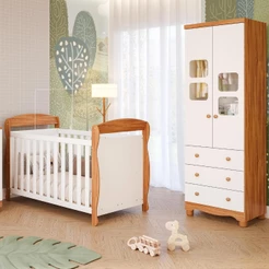 Quarto de Bebê Completo Berço Americano Marquesa 3 Em 1 Guarda Roupa Uli 2 Portas 100% MDF