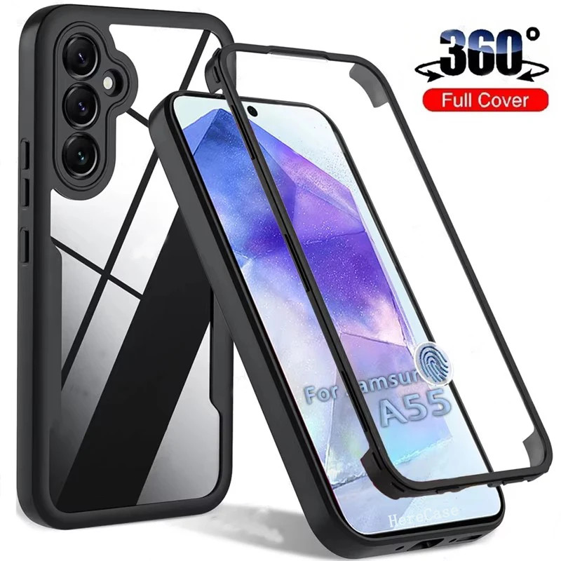 Para Samsung Galaxy A56 A36 A26 A16 A06 A55 A15 A35 A05 A05S S24 FE S25 Ultra Plus Capa Protetora De Tela Integrada 360