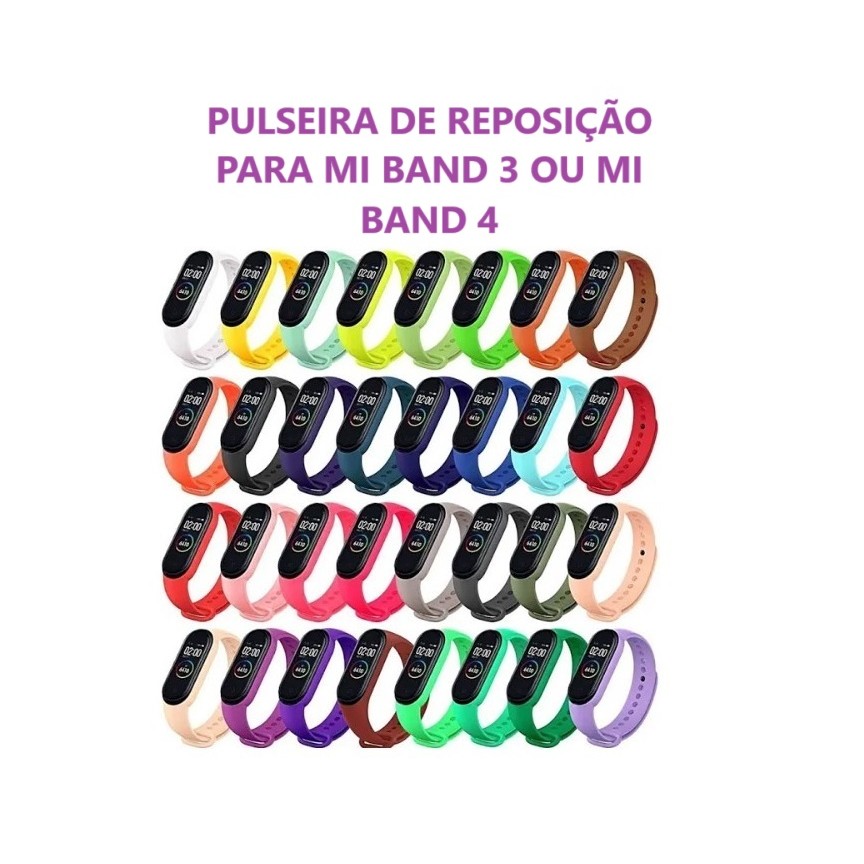 Pulseira de silicone reposição para smartband Mi Band 3 ou 4