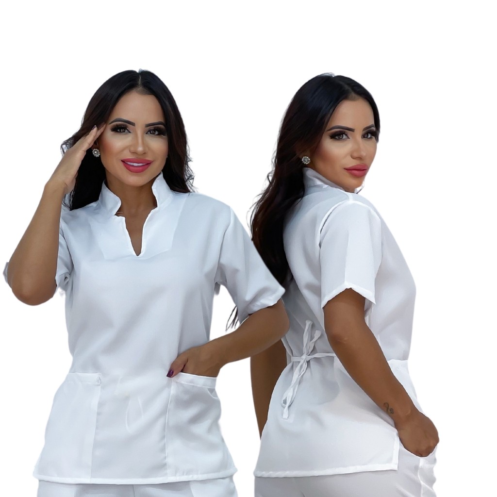 Bata Hospitalar Oxford Não Amassa Várias Cores Somente a Blusa em Oferta na Shopee
