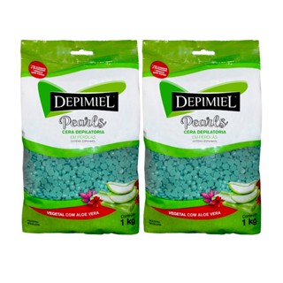 Kit 2 Cera Depilatória Vegetal Aloe Vera Pérola Depimiel em Oferta na Shopee