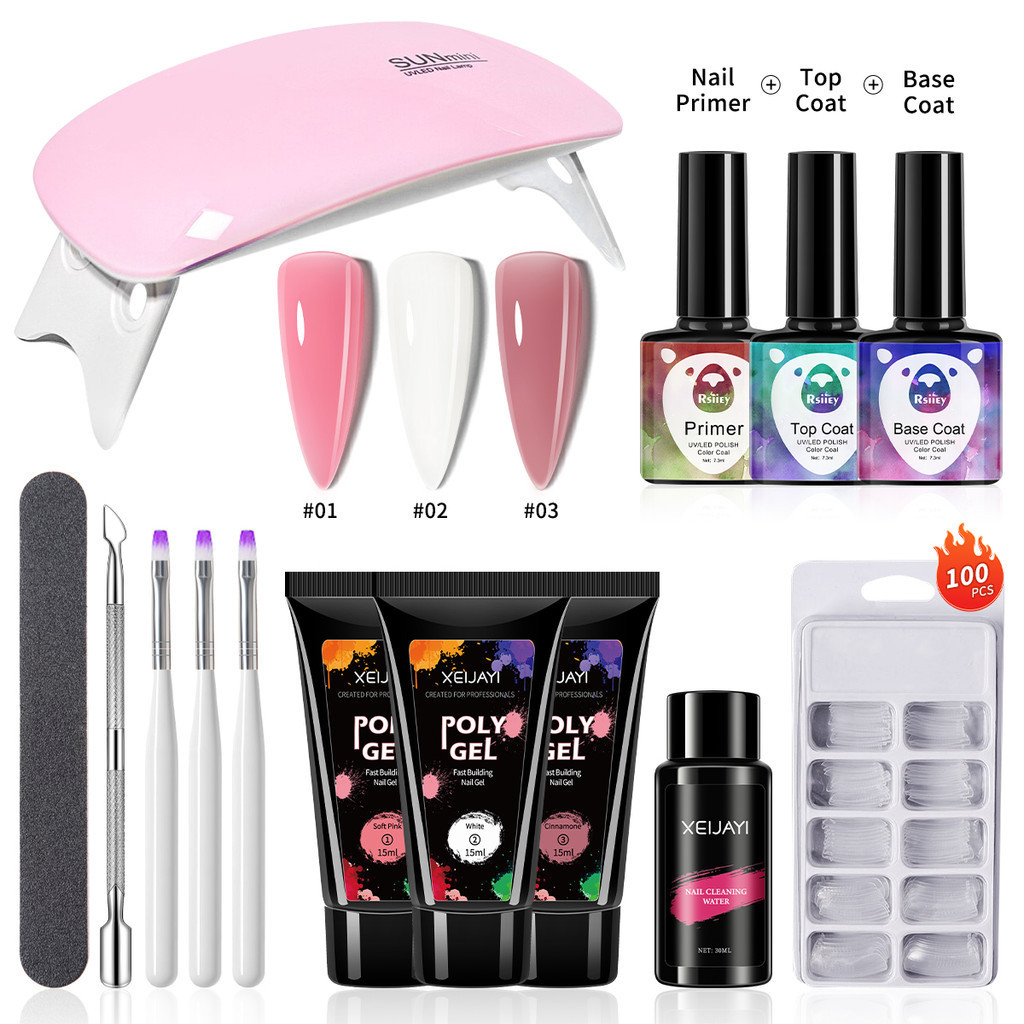 14pc 15ml Conjunto Completo de Gel de Polietileno para Extensão de Unha com Base