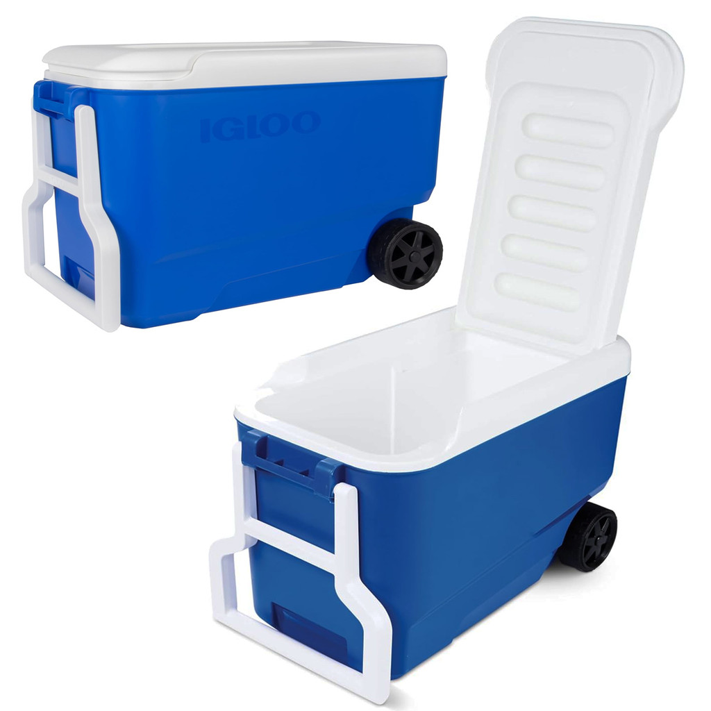 Caixa Cooler Térmico Azul com Rodas Wheelie Cool 36 Litros Igloo Capacidade Até 53 Latas em Oferta na Shopee