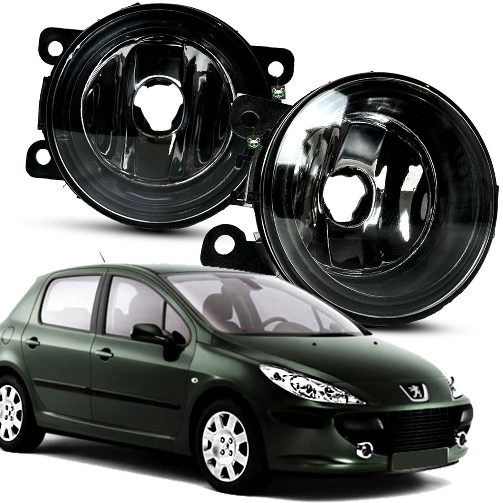 Par Farol Auxiliar Milha Lente Vidro Aro Preto Peugeot 307 2008 2009 2010 2011 2012 - Automobiles
