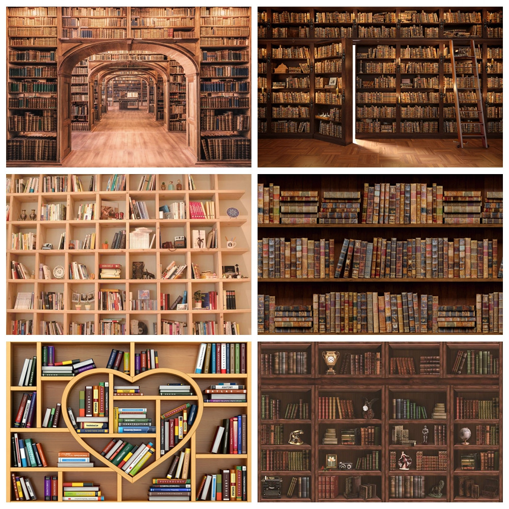 Fundo Fotográfico Tecido Sublimado Cenário 3D Biblioteca  2,20x1,50