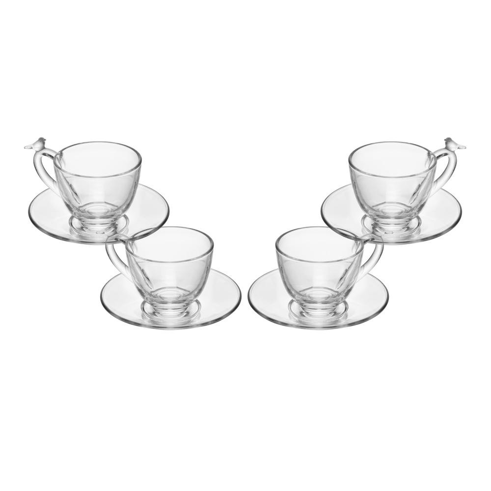 Detalhes do 4 Xícaras de Chá Wolff Bird de Cristal com Pires 180ml