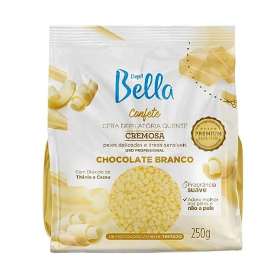 Cera Confete Chocolate Branco Depil Bella 250g