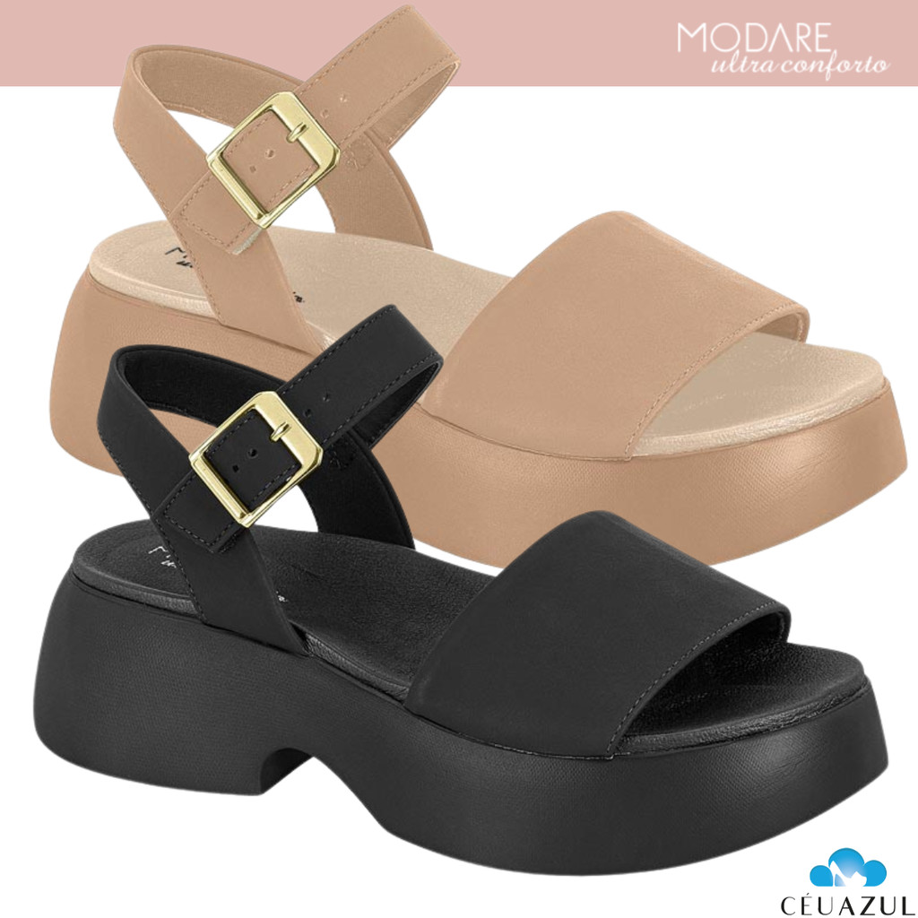 Sandália Feminina Modare Plataforma Ortopédica Ultraconforto Levíssima Tira Grossa em Oferta na Shopee