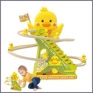 Pato Elétrico Subindo Escadas Faixas Slide Patos Brinquedo De Escalada Com Música Interati...