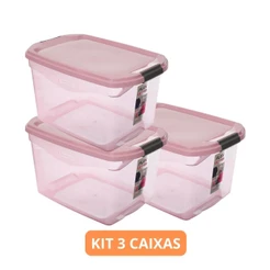 Kit 3 Caixas Organizadoras Rosa 29L Sanremo