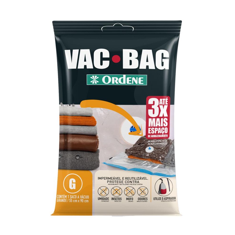 Saco a Vácuo Organizador Grande Transparente 55x90cm Vac Bag Ordene - Home & Living