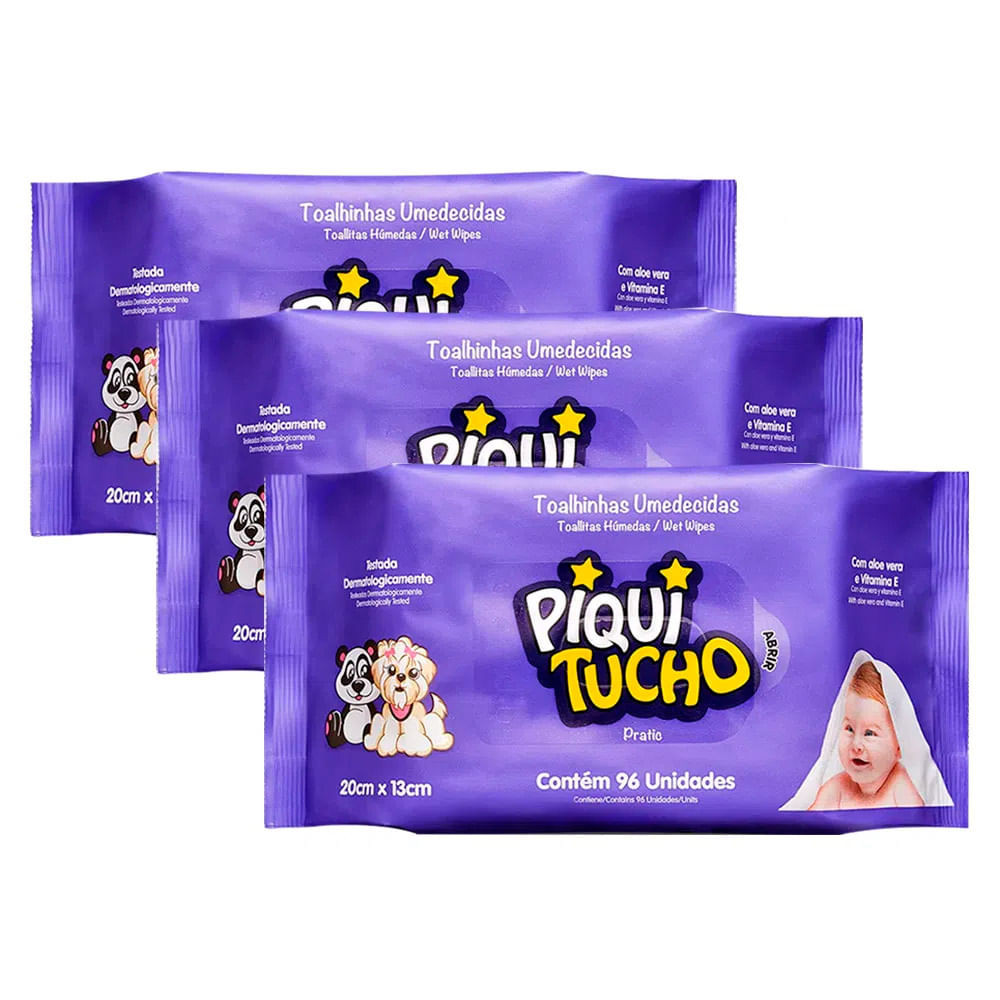 Kit 3 Toalha Umedecida Piquitucho Pratic 96 Unidades Marca - Mom & Baby