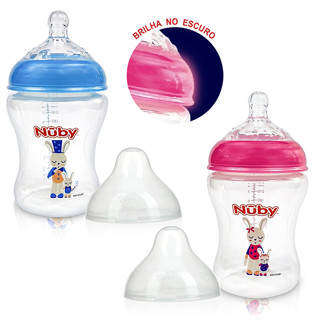 Mamadeira Anti-Cólica Boca Larga Bico Anatômico Infantil Brilha No Escuro 270ml +3 Meses - Nuby em Oferta na Shopee