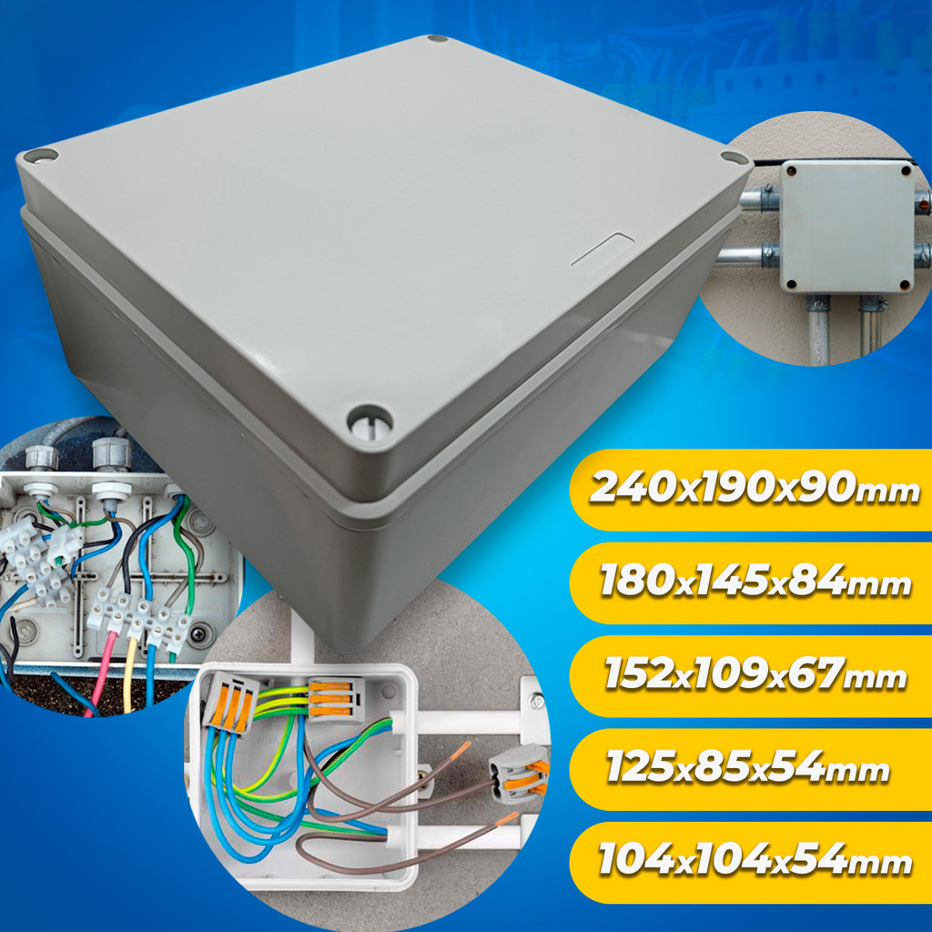 Caixa Plástica ABS Passagem Multiuso 104x104/ 125x85/ 152x109/ 180x145 / 240x190x90 Todos Tamanhos