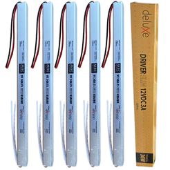 Kit 5 Fonte Driver Slim 12V 3A 36W Bivolt 127v 220v Para Perfil Fita De Led Avant
