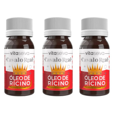 KIT 3 OLEO DE RICINO CRESCE CABELO FORTE CAVALO REAL PURO