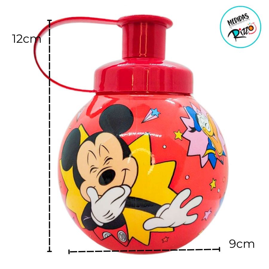 Detalhes do Garrafa Squeeze Bola Mickey, Donald e Pateta - Vermelha - 250ml  - 1 unidade - Disney Original - Rizzo