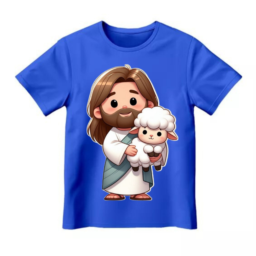 Camiseta camisa blusa Infantil Jesus Cristo ovelha algodão100%