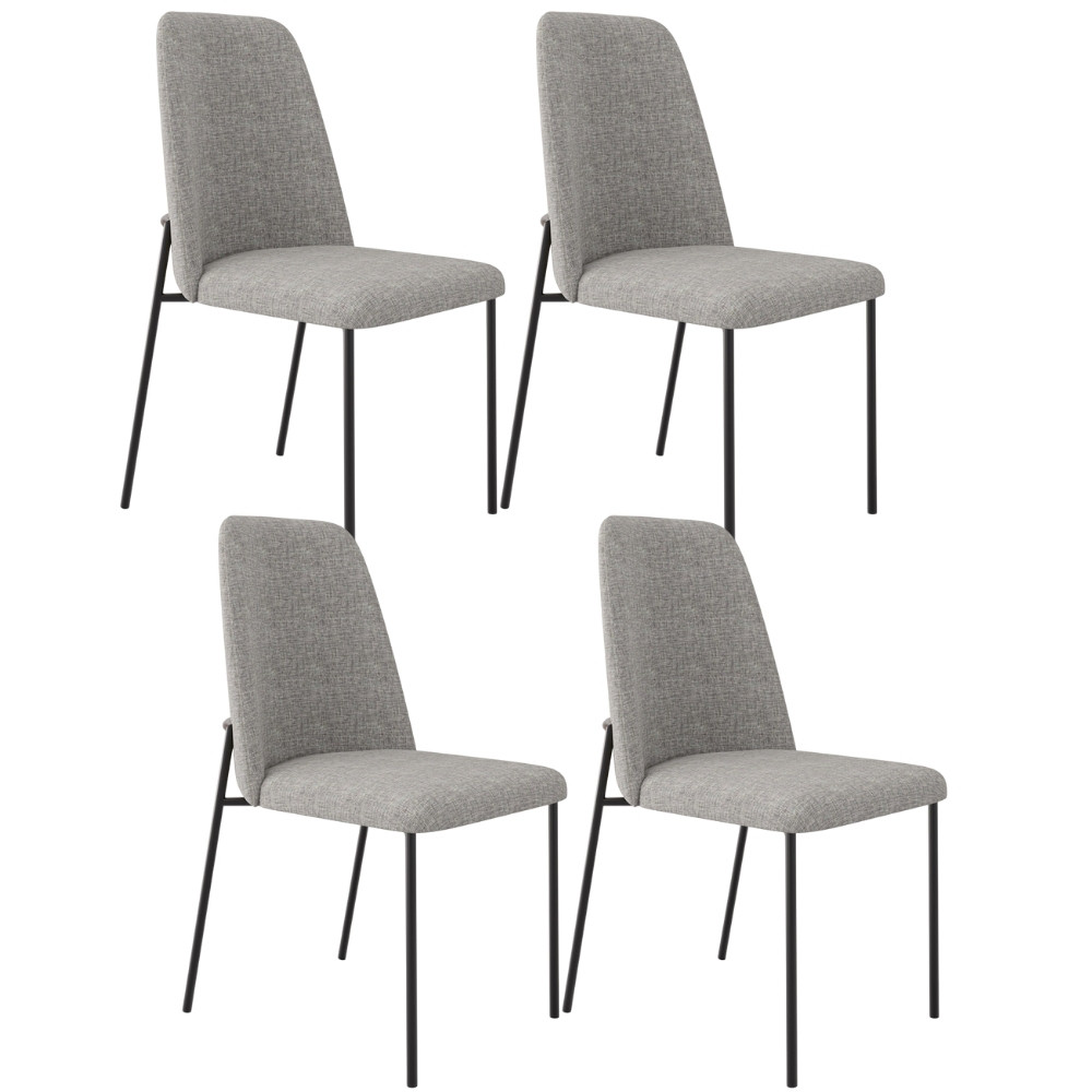Kit 04 Cadeiras Decorativa Estofada Para Sala De Jantar Bella L02 Linho Cinza Escuro - Lyam Decor em Oferta na Shopee