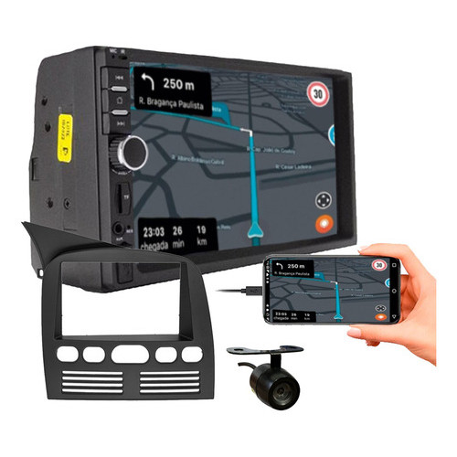 KIT CENTRAL MULTIMIDIA MP5 7 POL CÂMERA DE RÉ SIENA STRADA PALIO 1996 A 2003 - Spare Parts and Accessories for Vehicles