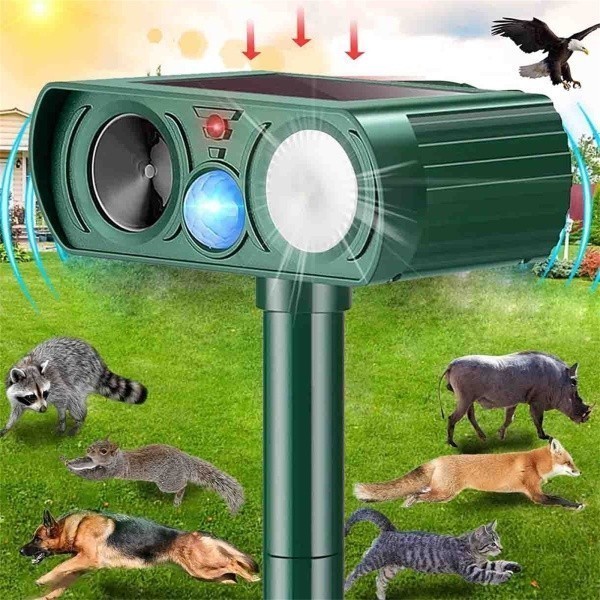 Repelente Solar Ultra-Sônico para Espantar Rato Gato Pombo Cobra Morcego com Sensor Inteligente em Oferta na Shopee