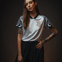 Camisa Corinthians SCCP Lines Branca Feminina Oficial