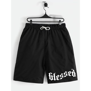Shorts Preto e Cinza Bermuda Calção Verão Blesed Abençoado Estampado Infantil Juvenil em Oferta na Shopee
