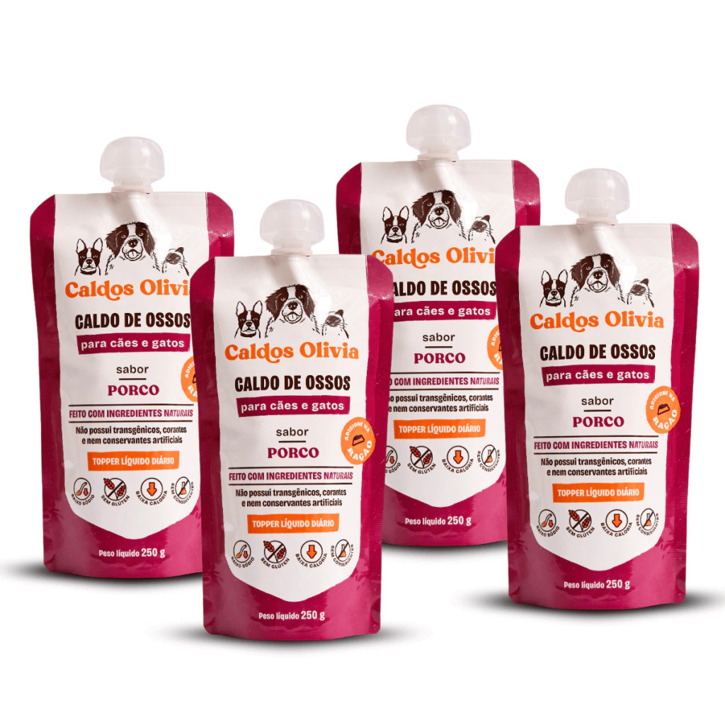 Kit com 4un Caldo de Ossos Sabor Porco - Caldos Olivia