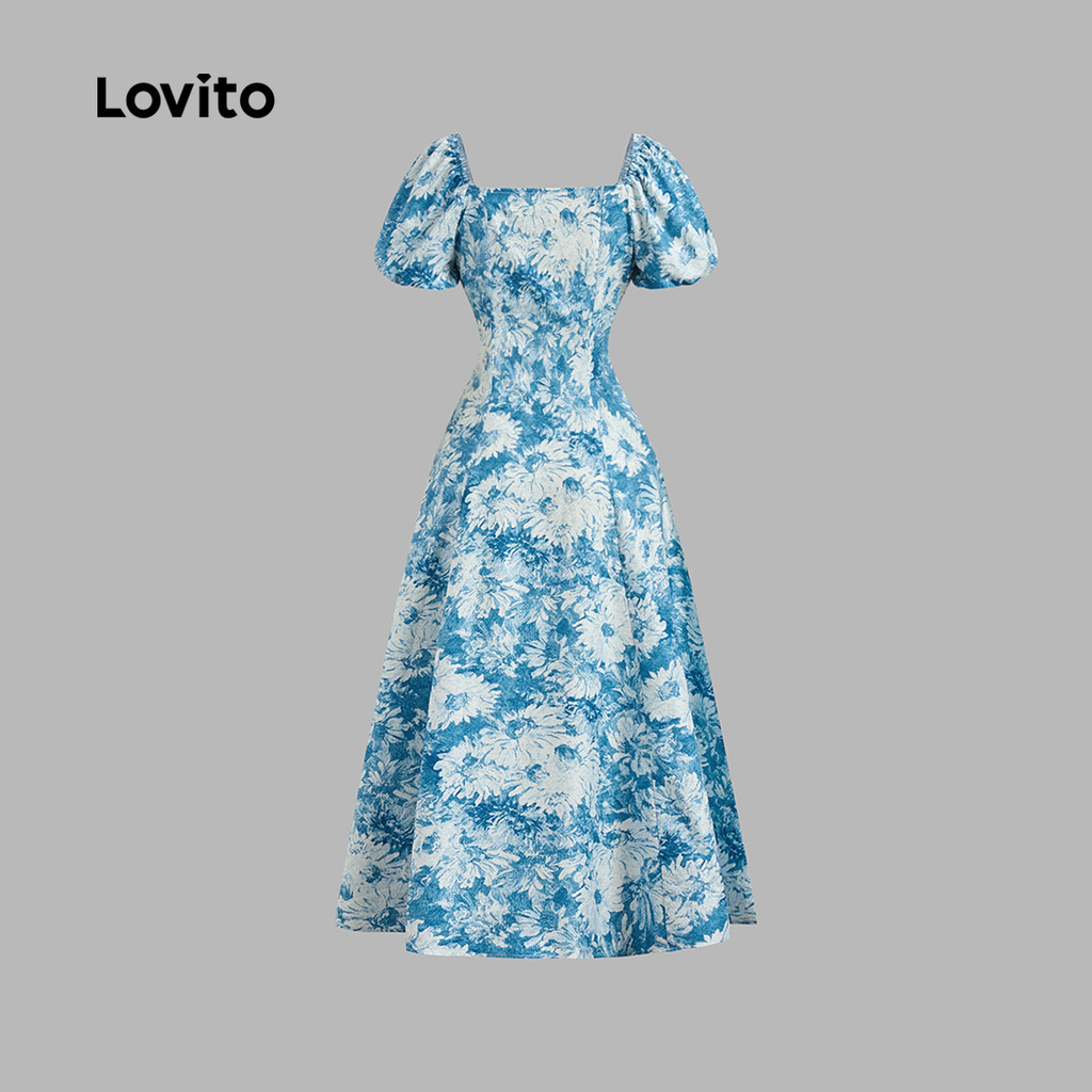 Detalhes do Lovito Vestido Casual Com Estrutura Floral Para Mulheres L131LD1128