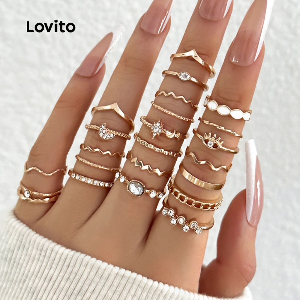 Lovito Anéis Simples LCS31A68 em Oferta na Shopee