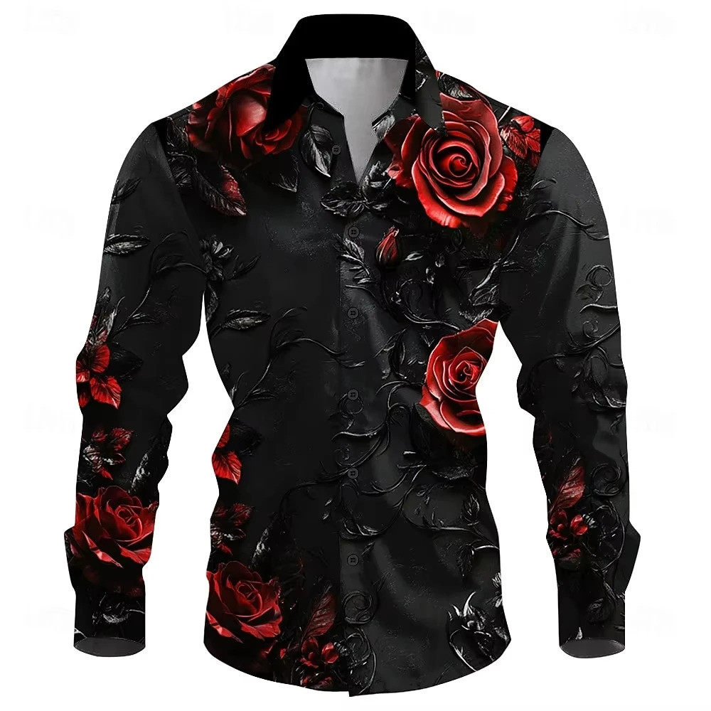 Camisa Casual Masculina Com Estampa 3D , Manga Comprida Macia Para Uso Externo , Top Fashion Tridimensional Confortável
