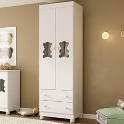 Guarda-roupa Infantil 62cm 2 Portas com Vidro e 2 Gavetas Fofura Multimóveis MP4481