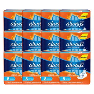 Kit 12 und Absorvente Always Super Proteção Seca c/ Abas 8 und em Oferta na Shopee