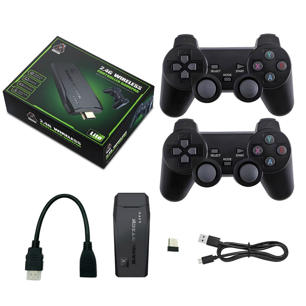 Videogame Retro Game Stick 4K HDMI com 2 Controles Sem Fio +20.000 Jogos Clássicos
