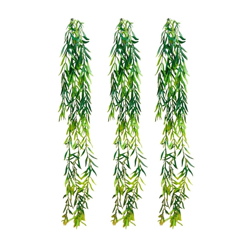 Kit 3 Plantas de folhagem artificial para pendurar Real Pendente Permanente decorar Arranjos e Prateleiras suspensas