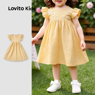 Lovito Kids Vestido Fofo com Babados para Primavera/verão Vestido Amarelo para menina L162LD220 em Oferta na Shopee