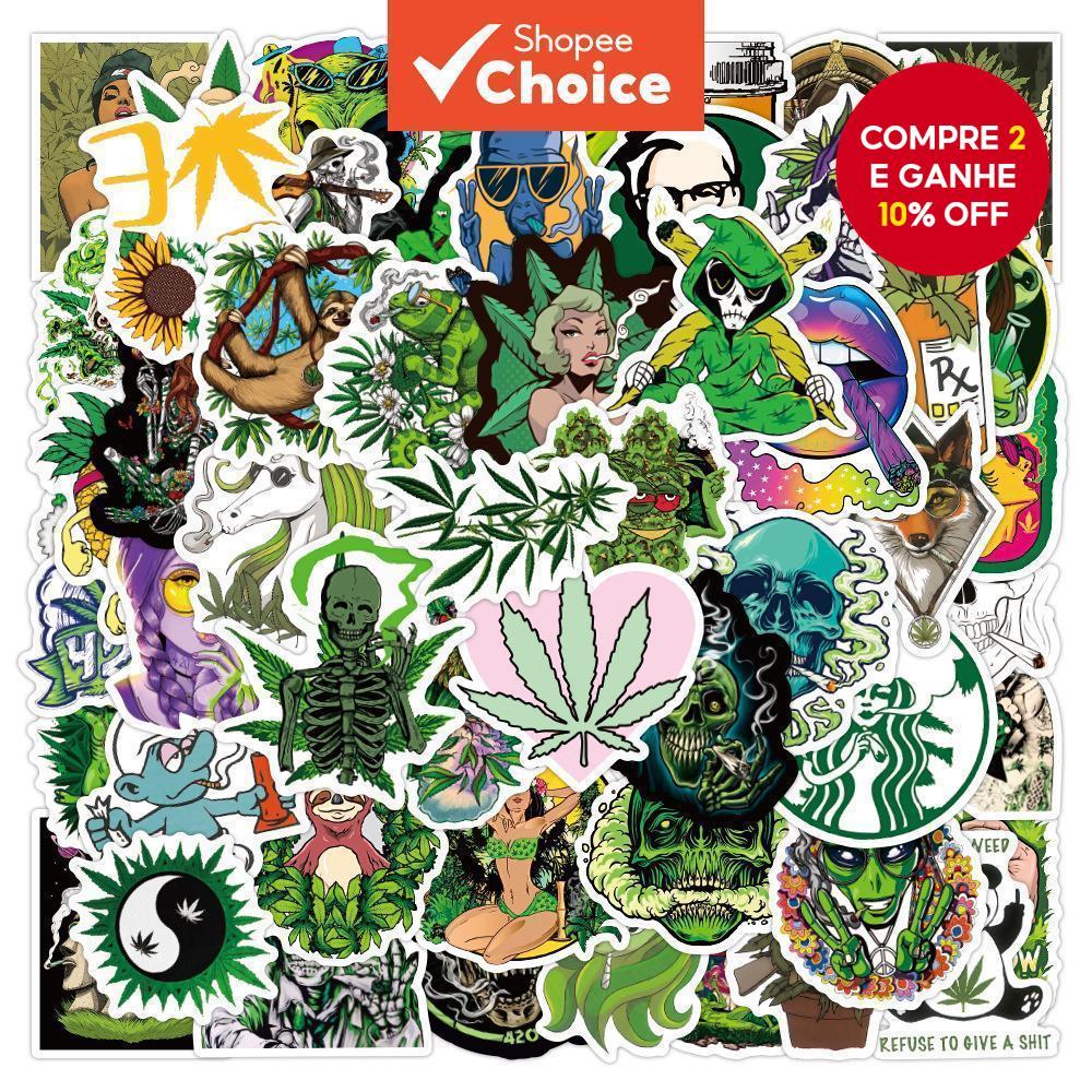 250/200/150/100/50PCS Adesivos Engraçados de Erva - Decalques de Vinil para Skate, Geladeira e Violão (Design Legal de em Oferta na Shopee