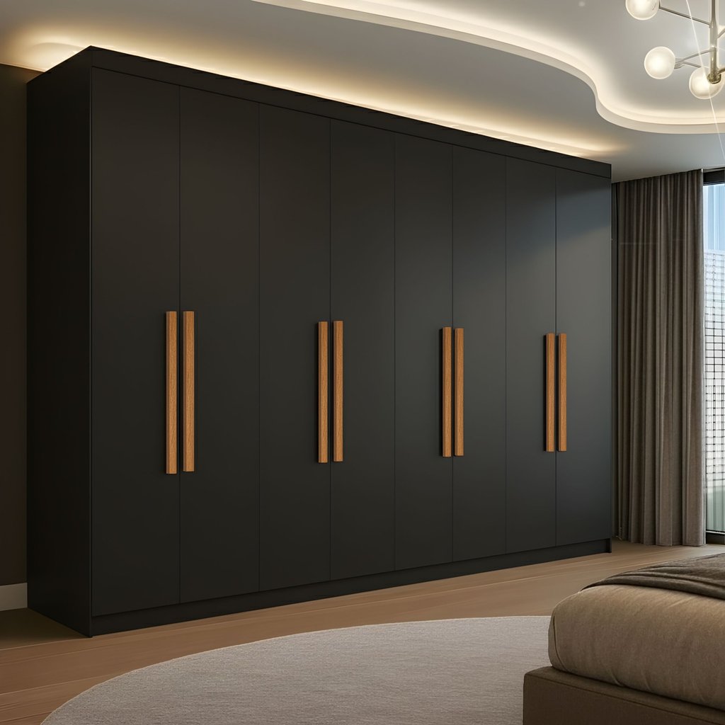 Guarda Roupa Casal 8 Portas 4 Gavetas Paris Espresso Móveis Preto em Oferta na Shopee