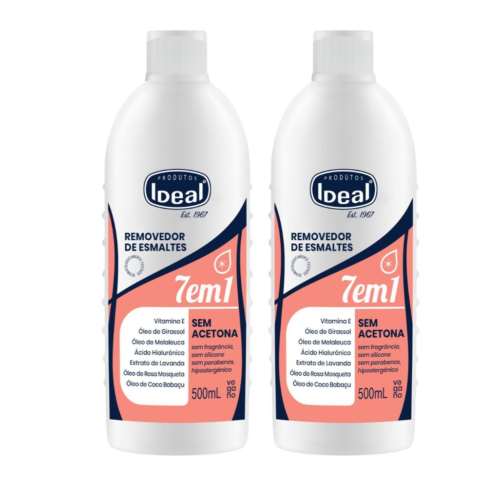 Kit C/2 Ideal Removedor 7em1 Sem Acetona 500ml em Oferta na Shopee