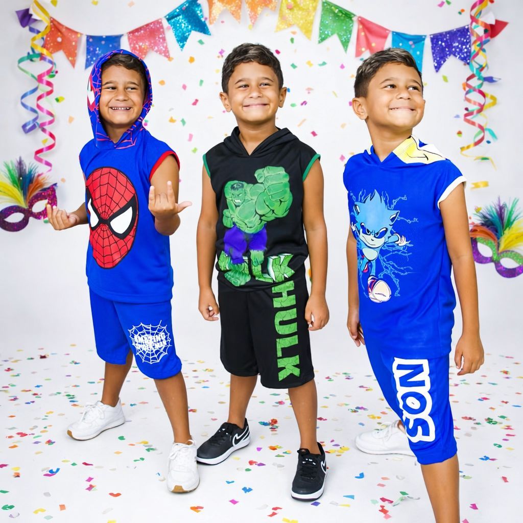 Conjunto Infantil Menino Fantasias Tematicas Carnaval 2026 Look Divertido Verão Personagens em Oferta na Shopee