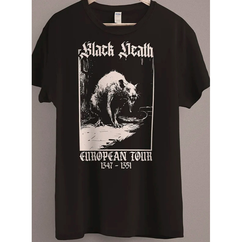 Camiseta Premium Unissex Black Death Medieval Rat Camisa 100% Algodão