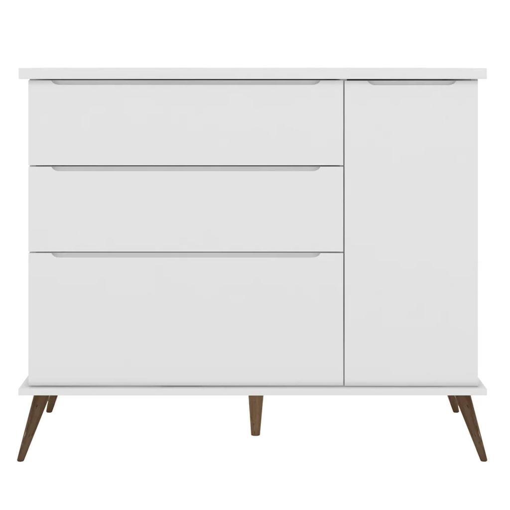 Cômoda Infantil 1 Porta 3 Gavetas 100% Mdf Pés Retrô Mel Z39 Branco - Mpozenato em Oferta na Shopee