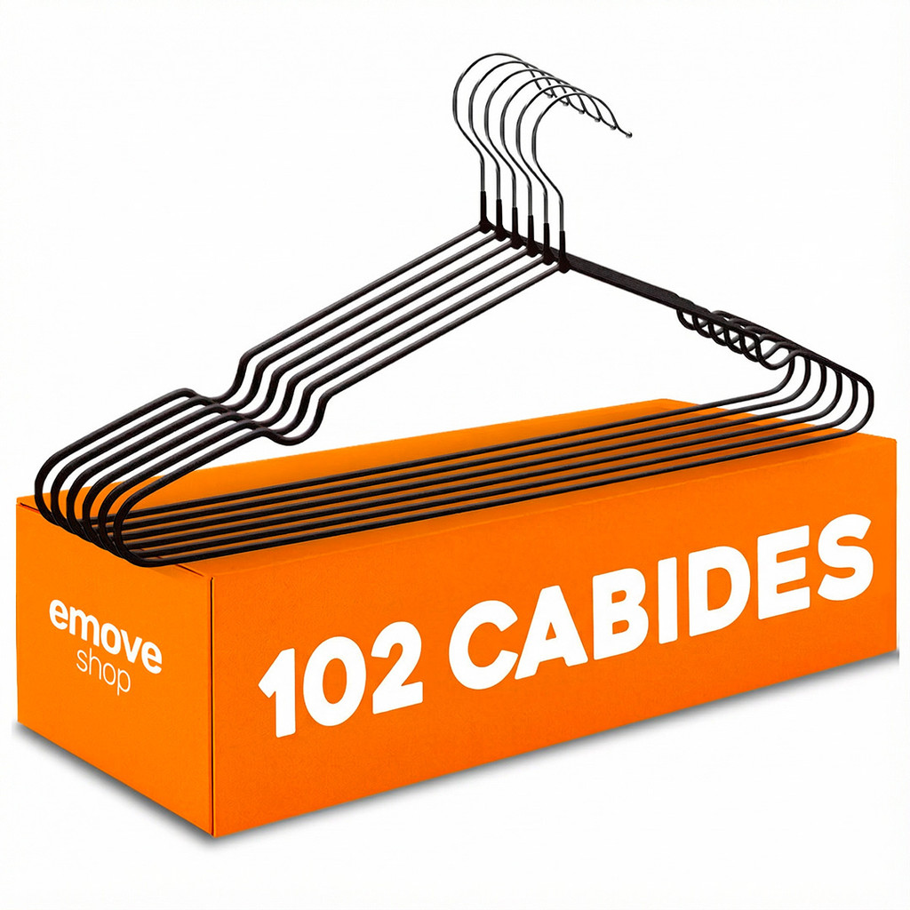 Kit 102 Cabide Para Roupas Soft Touch Preto MOR em PVC 102 Unidades Resistente