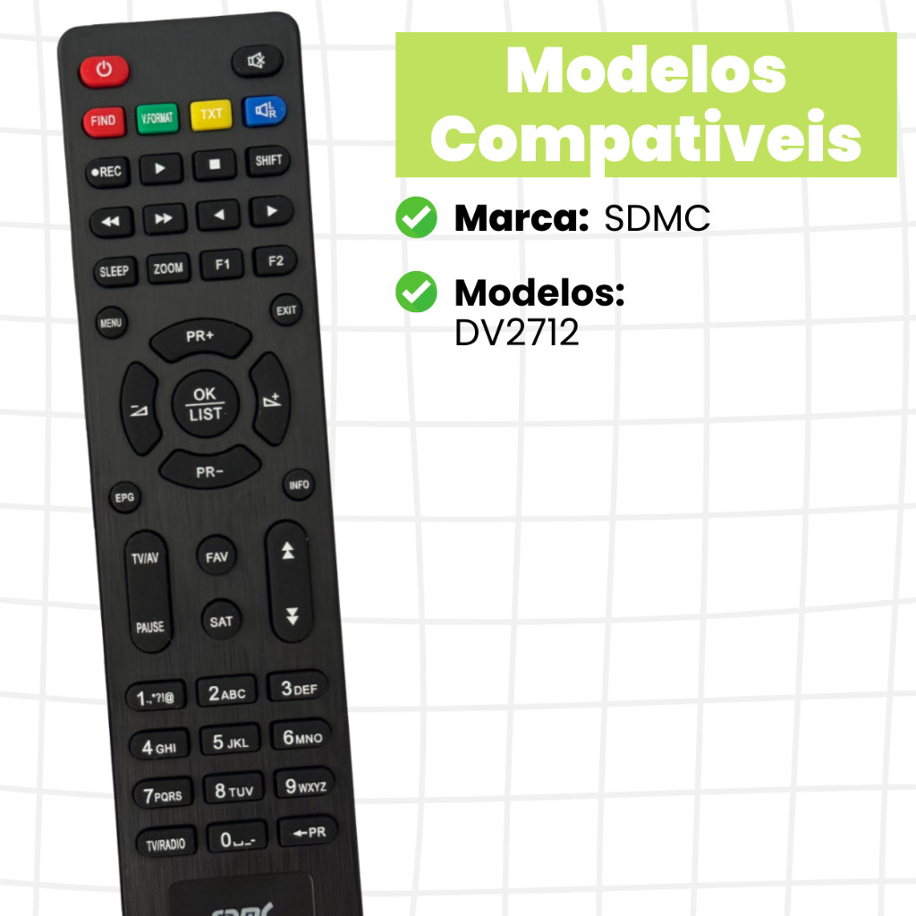 Controle Remoto para Conversor Digital Receptor SDMC DV2712 - 9337