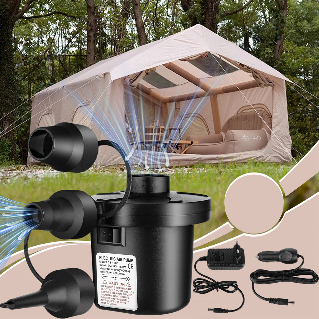 Bomba de ar elétrica – adequada para colchões infláveis ​​e piscinas, portátil, com função de dupla velocidade.