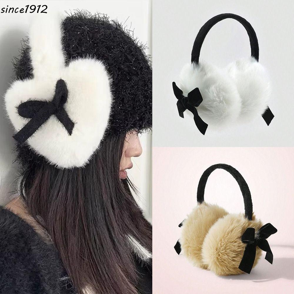 Desce Protetores De Orelha De Pelúcia De Pele Sintética , Japoneses Macios E Quentes Com Laço Y2k Grossos Para Ciclismo 