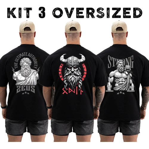 Kit 3 Camisetas Masculina Academia Lifestyle Fitness Musculação Confortável 100% Algodão