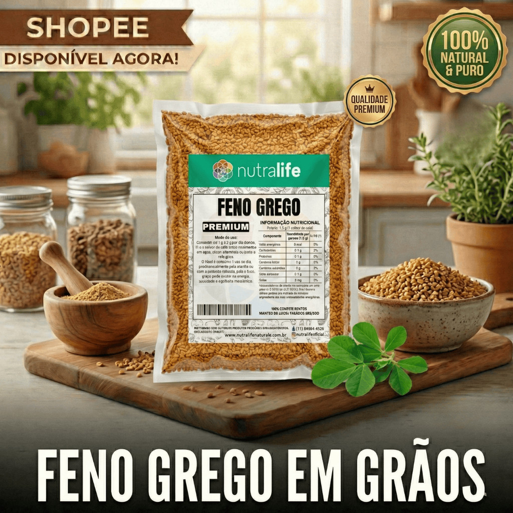 Feno Grego em Grãos (Semente) Puro e Premium - Nutralife