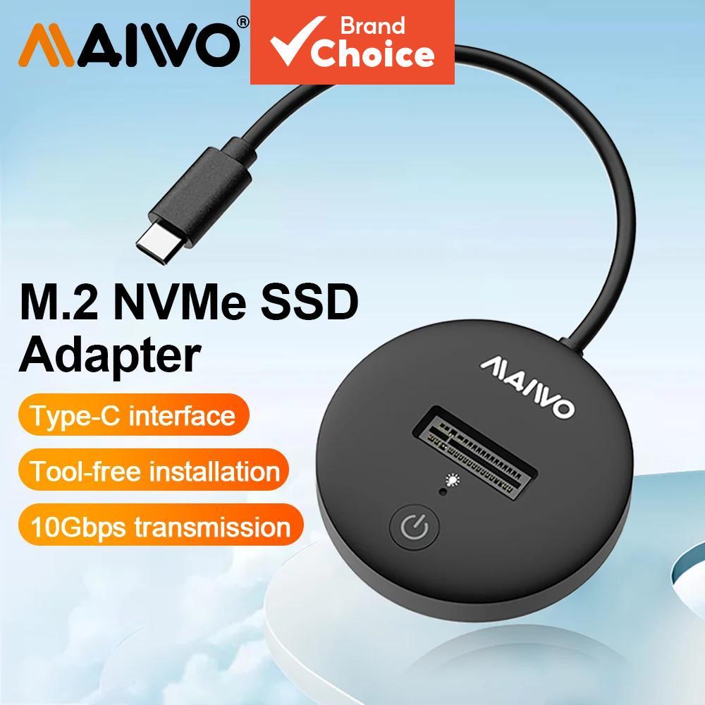 MAIWO 10Gbps NVMe SATA SSD Docking Station USB 3.2 Gen2 Adaptador de unidade de estado sólido USB-C M2 NGFF NVMe para